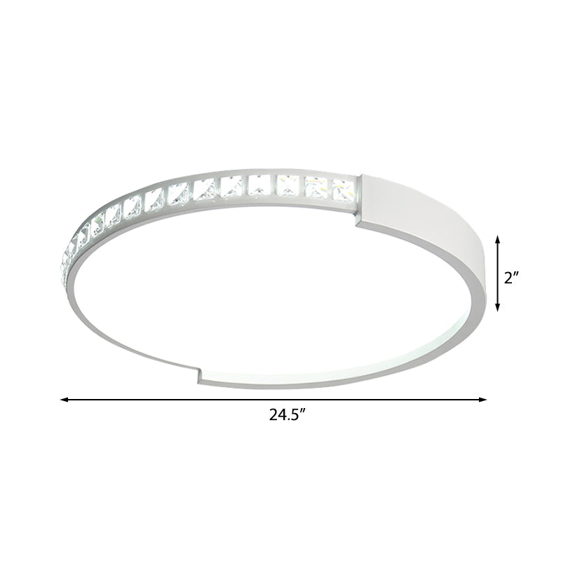 16"/19.5"/20.5" Wide Round Flush Mount Lighting Crystal LED Bedroom Living Room Flush Ceiling Light in Warm/White Light