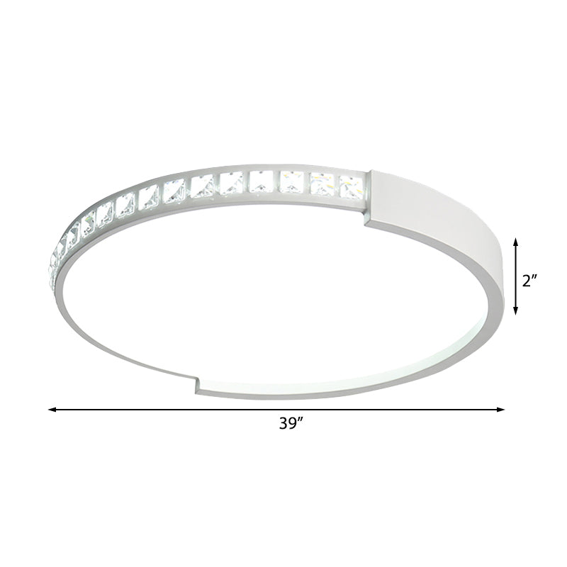 16"/19.5"/20.5" Wide Round Flush Mount Lighting Crystal LED Bedroom Living Room Flush Ceiling Light in Warm/White Light
