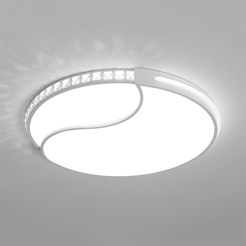 16.5"/20.5"/24.5" Wide Crystal Circular Flush Mount Lighting Contemporary LED Ceiling Light Fixture in Warm/White Light