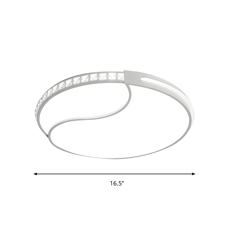 16.5"/20.5"/24.5" Wide Crystal Circular Flush Mount Lighting Contemporary LED Ceiling Light Fixture in Warm/White Light