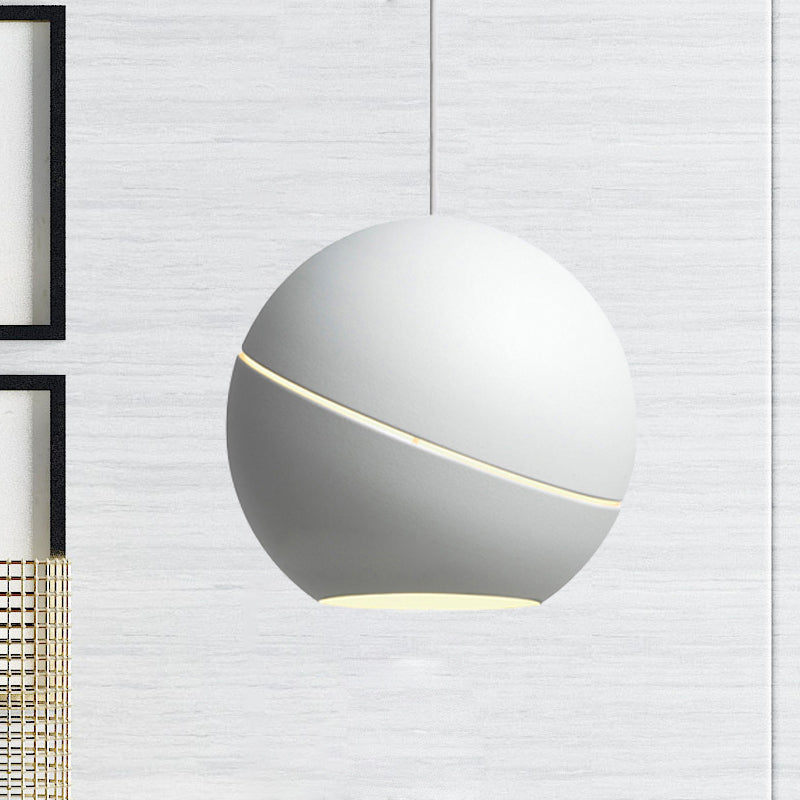 Black/Pewter Sliced Sphere Hanging Light Fixture Simple Style 1 Light Metallic Pendant Lamp for Living Room