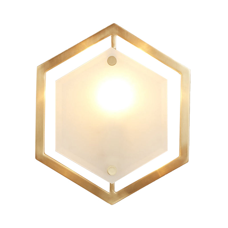 Hexagon Lampe Lampe Traditionelle Metall 1 Kopf Goldwandbeleuchtung für den Flur