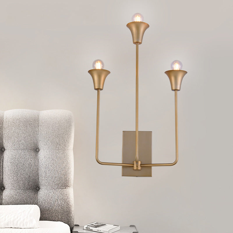 Starburst Wall lampe traditionnelle Métal 3 Bulbes Lilhage d'éclairage en laiton pour la chambre