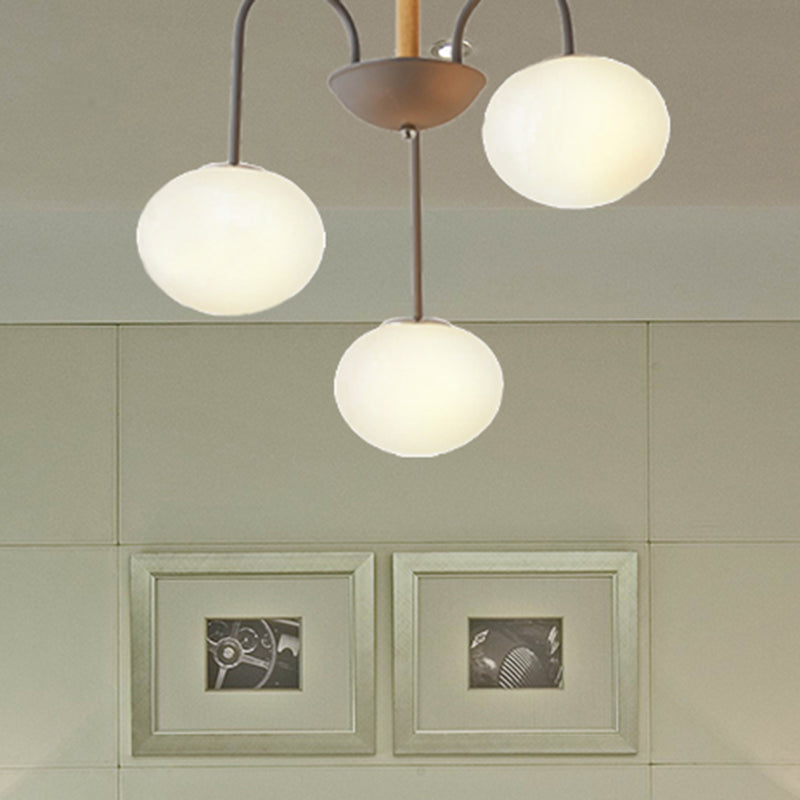 Lámpara de estar de 3/5 luces con tono de vidrio de perla gris nórdico/iluminación de semi de montura verde, arriba/hacia abajo