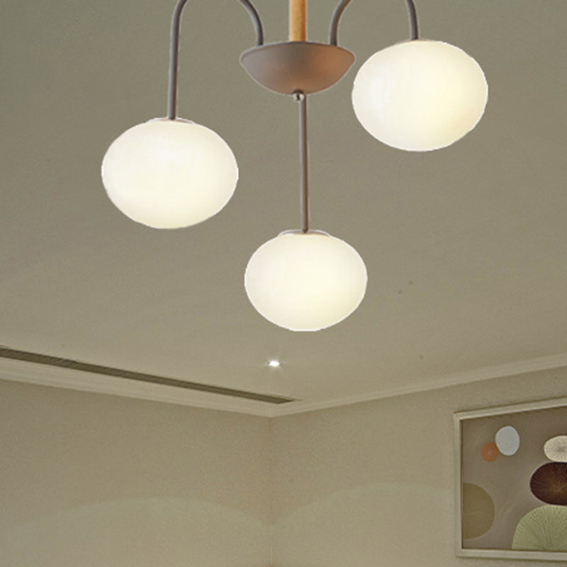 Lámpara de estar de 3/5 luces con tono de vidrio de perla gris nórdico/iluminación de semi de montura verde, arriba/hacia abajo