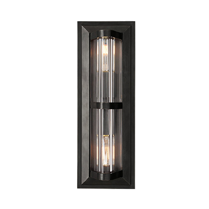 Tube Sconce Light Traditionary Metal 2/3/4 Heads Black/Gold Wall Lamp Fixture for Living Room