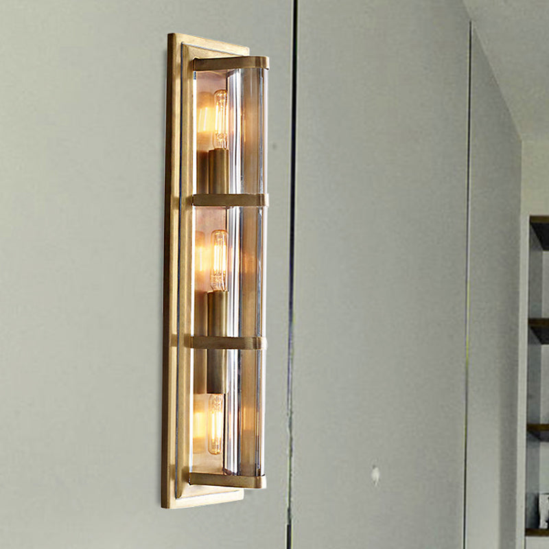 Tube Sconce Light Traditionary Metal 2/3/4 Heads Black/Gold Wall Lamp Fixture for Living Room