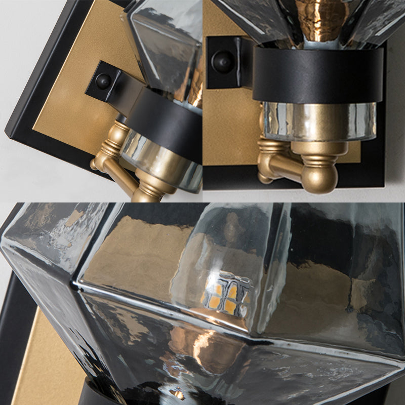 Metal Candle Sconce lampe Tradition 1 Bulbe Éclairage mural noir avec une teinte en verre fumée d'urne