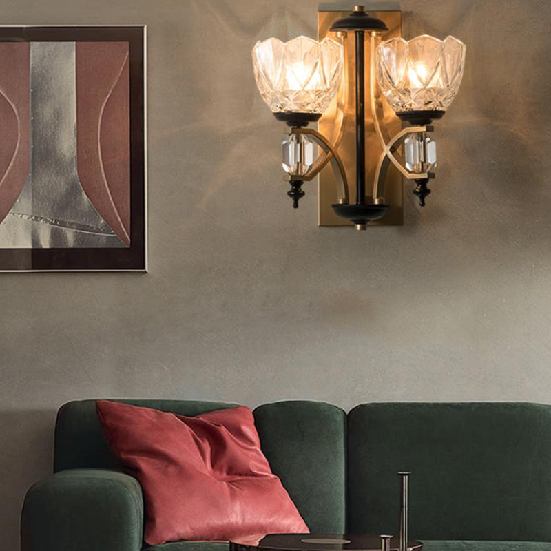 ARME CURVE SPCONCE METAL LEIL TRADITIONNEMENT 2 TEMPLES ÉCLAIRAGE MUR LASS AUCUNE AVEC DOME PRISMATIQUE DE VERRE