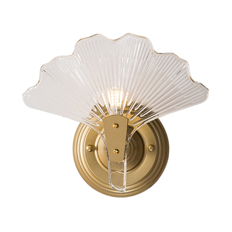 Gold Ginkgo Sconce Light Traditional 1/3 Heads Metal Wall Lighting Fixture for Dining Room