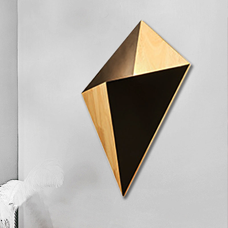 Splicing Pyramid Wall Sconce 1-Light Adjustable Nordic Wall Mounted Lamp with Rubber Wood Shade in Black/Red/White