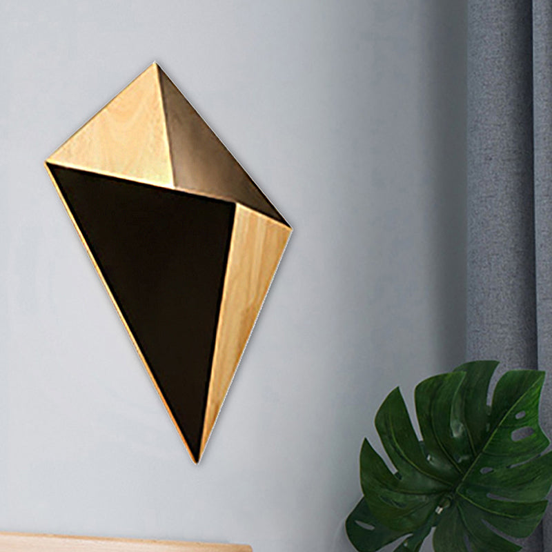 Splicing Pyramid Wall Sconce 1-Light Adjustable Nordic Wall Mounted Lamp with Rubber Wood Shade in Black/Red/White