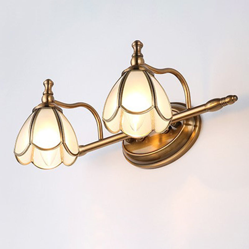 Dome Vanity Light Colonial Opal Glass 1/2/3/4 teste Funzione illuminazione a parete in ottone per bagno