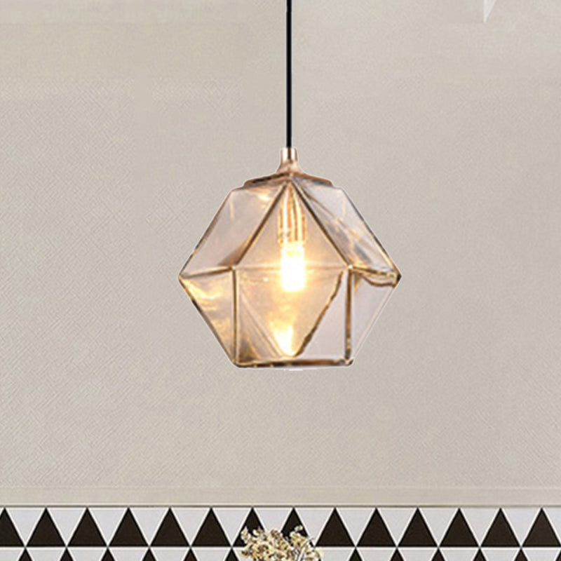 Geometric Pendant Lighting Modern Glass 1 Light Grey/Amber Hanging Pendant Light