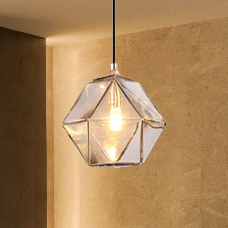 Geometric Pendant Lighting Modern Glass 1 Light Grey/Amber Hanging Pendant Light