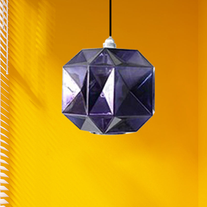 Diamond Anhänger Beleuchtung postmodernes Glas 1 Hellblau/Gold/Bernsteinhänge Deckenleuchte