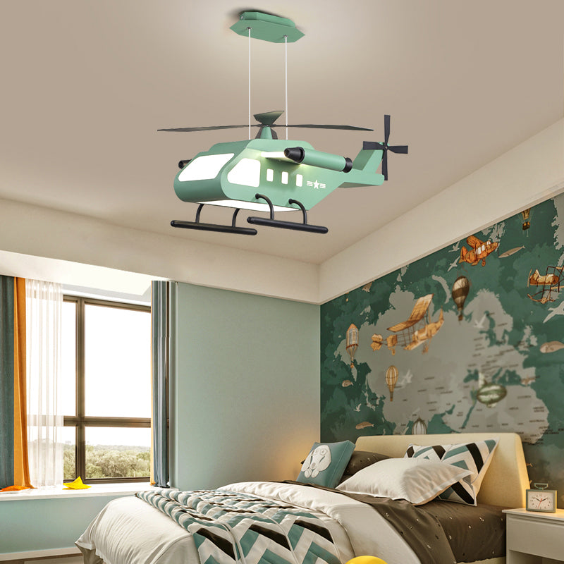Metalen helikopter kroonluchter lamp kinderstijl led hangend plafondlicht voor jongens slaapkamer