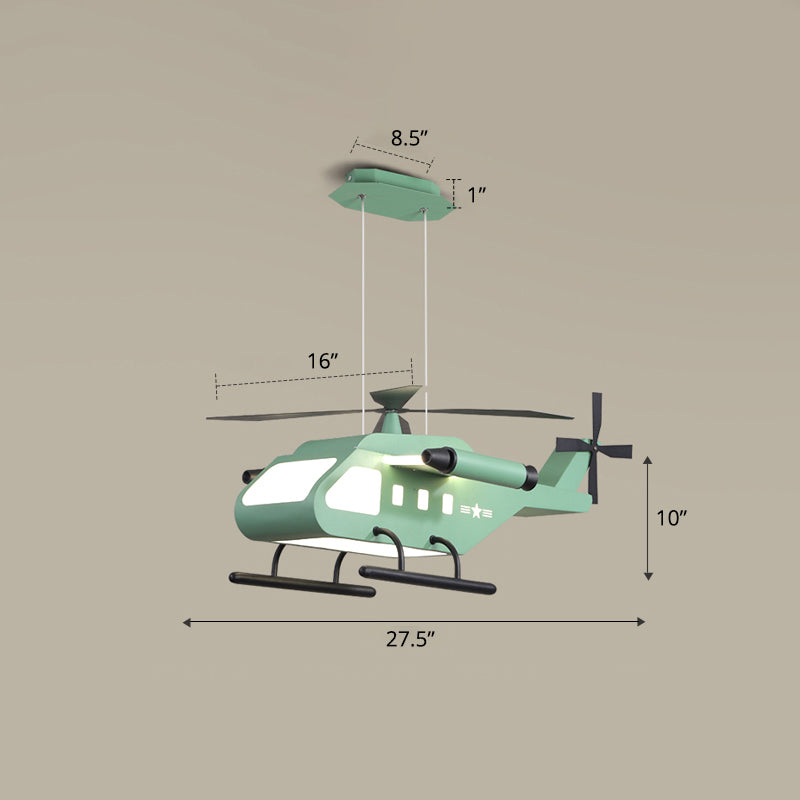 Metalen helikopter kroonluchter lamp kinderstijl led hangend plafondlicht voor jongens slaapkamer