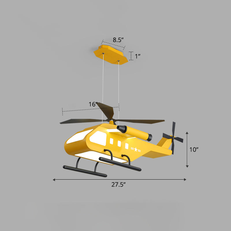 Metalen helikopter kroonluchter lamp kinderstijl led hangend plafondlicht voor jongens slaapkamer