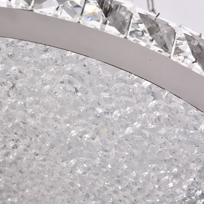 Disc LED Flush Light Fixture Simple Style Crystal Bedroom Ceiling Mounted Light in Chrome
