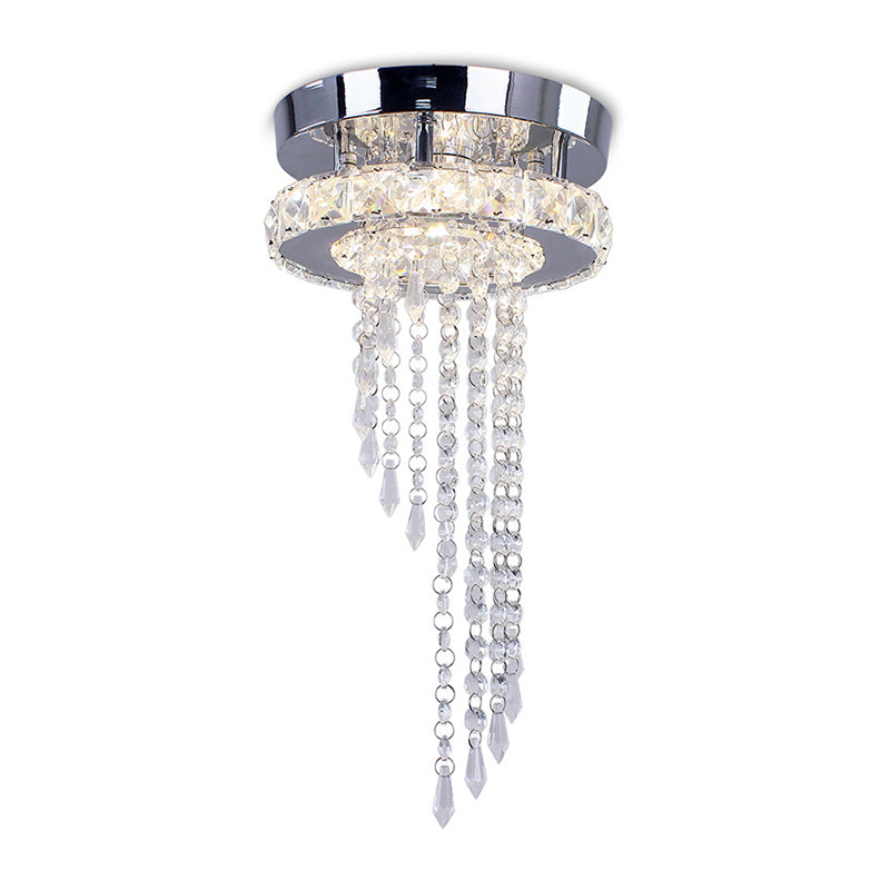 Spirale Kristall-LED-Deckenleuchte, moderne Edelstahl-Einbauleuchte für den Flur