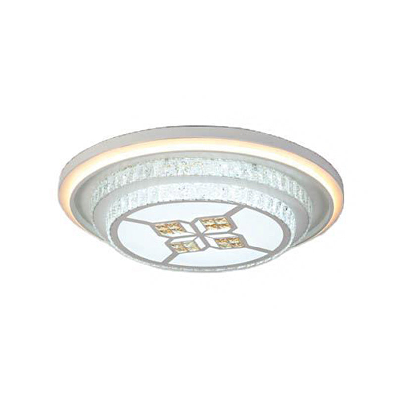 Crystal Tiered Flush Mount Led Light Simplicity White Ceiling Light Fixture for Living Room