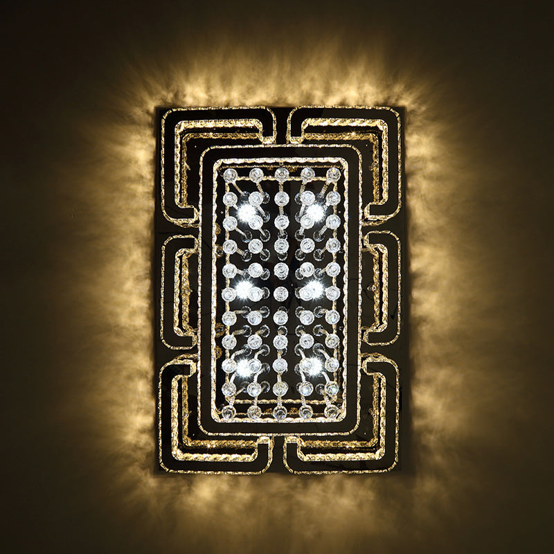 Lampe encastrée rectangulaire plafonnier moderne en cristal de salon chromé