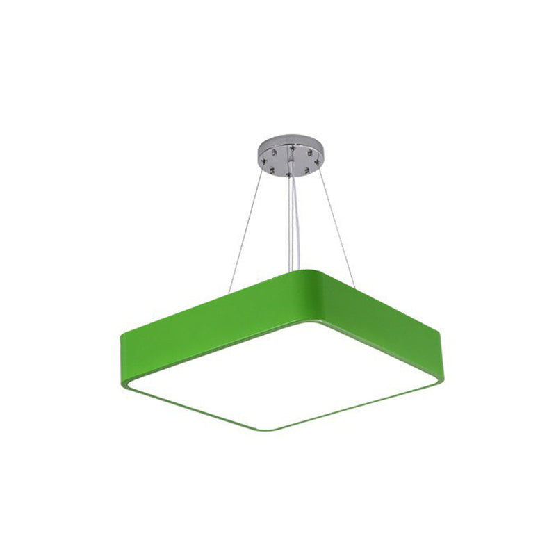 Simplicité Square LED PENDANT LAMPE METAL CHAUDRENS CHANDELER LUMIÈRE EN VERT