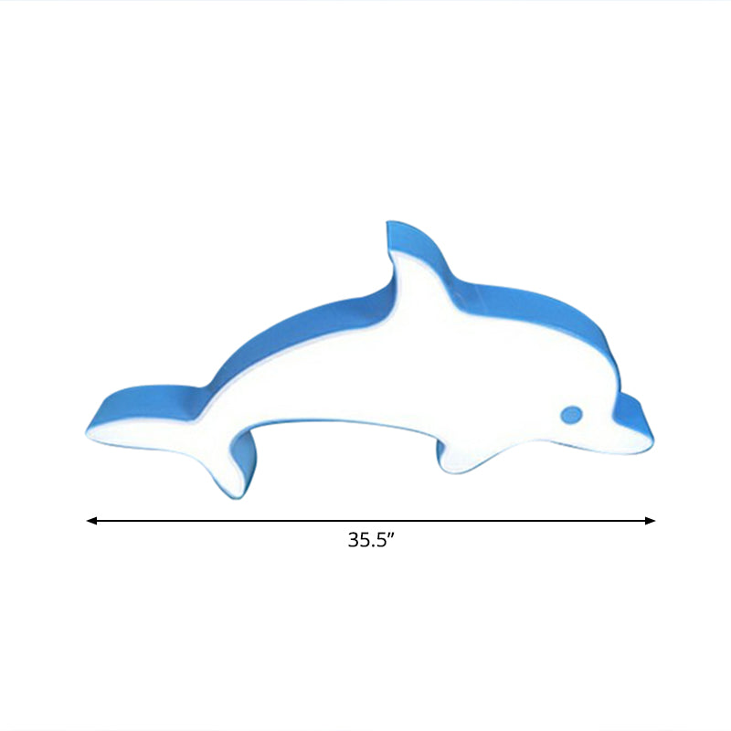 Dolphin Swimming Pool Ceiling Mount Light Metal Childrens LED Flush Light in Blue