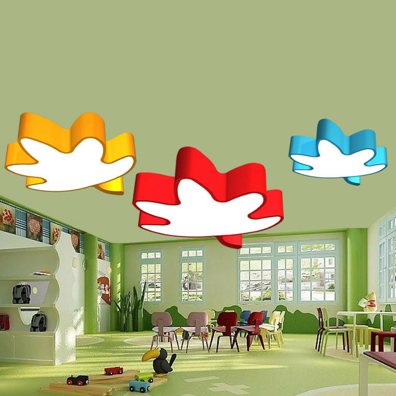 Maple Leaf Shaped Kindergarten Ceiling Lamp Acrylic Cartoon Flush Mount LED Light