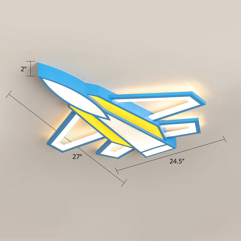 Aircraft Acrylic Flush Ceiling Light Cartoon Style LED Flush Mount Fixture for Boys Bedroom