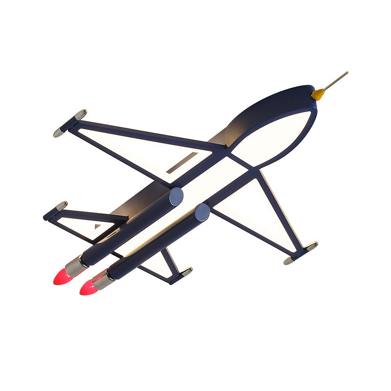Lámpara LED empotrada Jet Plane, lámpara de techo acrílica de dibujos animados para dormitorio infantil en azul