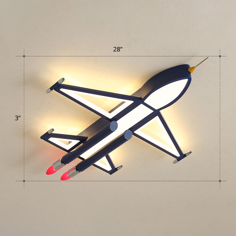 Lámpara LED empotrada Jet Plane, lámpara de techo acrílica de dibujos animados para dormitorio infantil en azul