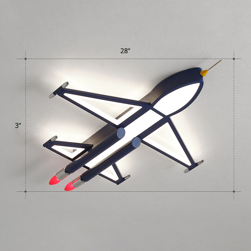 Lámpara LED empotrada Jet Plane, lámpara de techo acrílica de dibujos animados para dormitorio infantil en azul