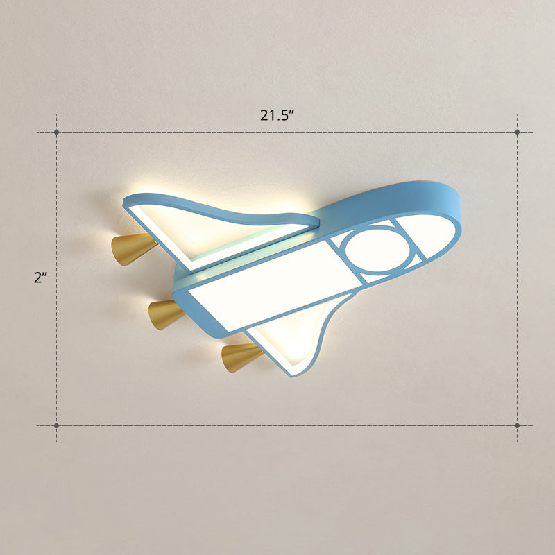 Lámpara LED empotrada Jet Plane, lámpara de techo acrílica de dibujos animados para dormitorio infantil en azul