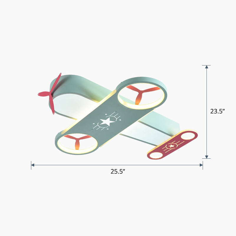 Creative Cartoon LED Flush Light Aircraft Shaped Ceiling Mount Lamp with Acrylic Shade