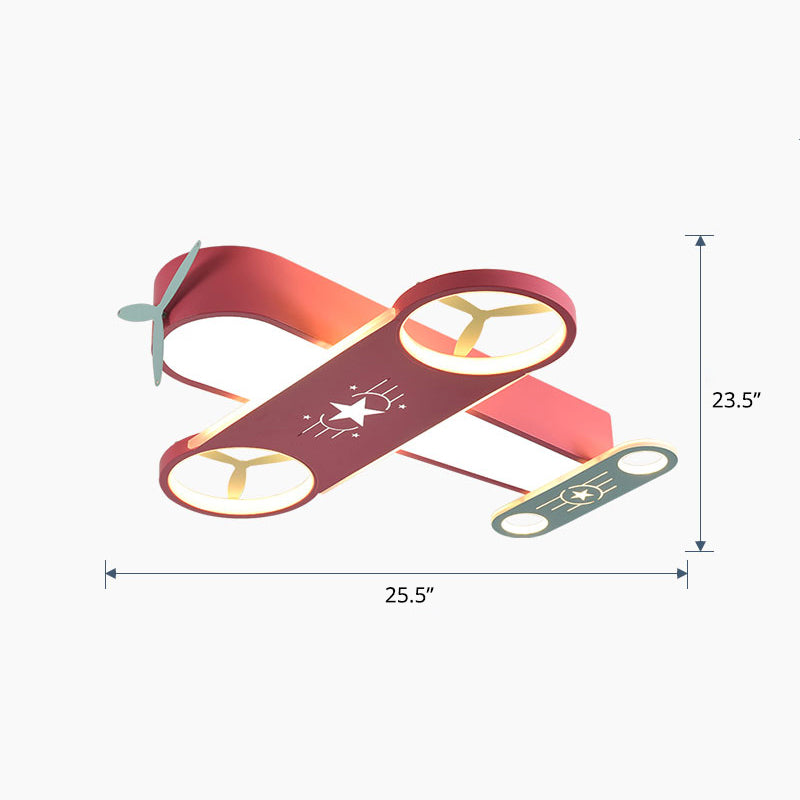 Creative Cartoon LED Flush Light Aircraft Shaped Ceiling Mount Lamp with Acrylic Shade