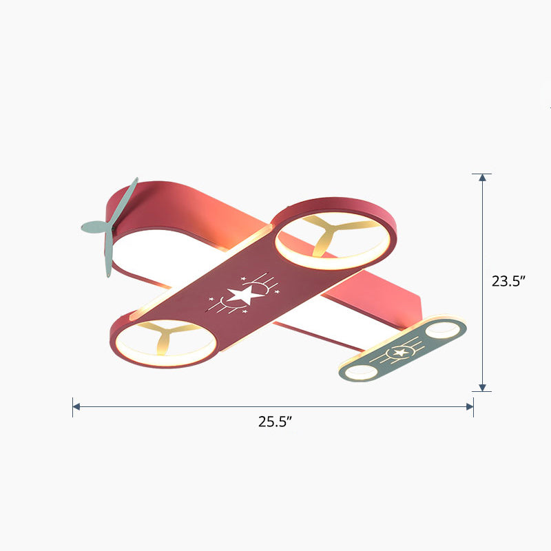 Creative Cartoon LED Flush Light Aircraft Shaped Ceiling Mount Lamp with Acrylic Shade
