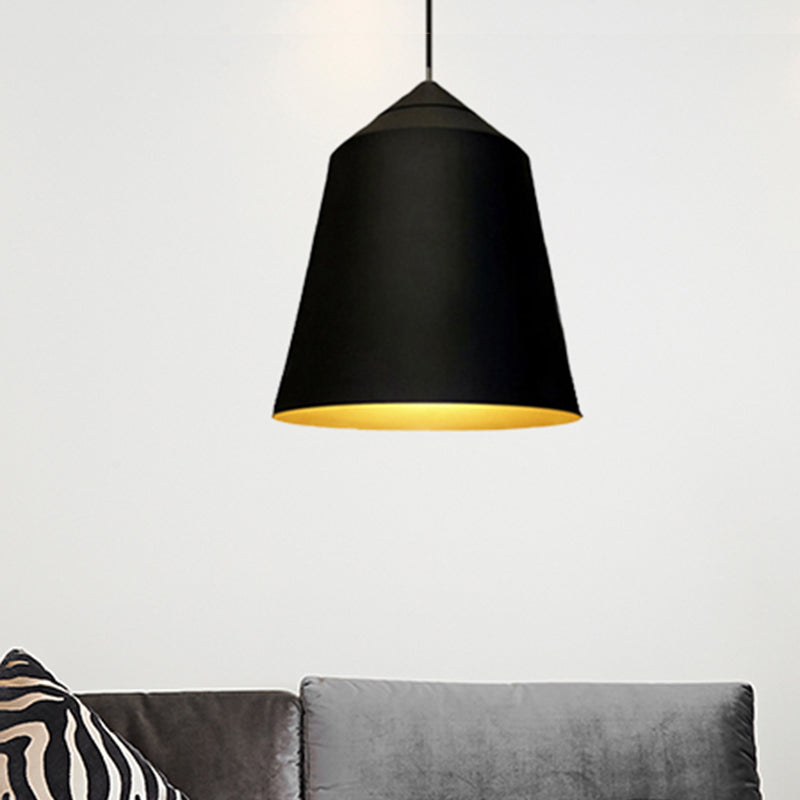 6"/13" Wide Bell Pendant Lighting Modern Metal 1 Light Black/White Hanging Ceiling Light