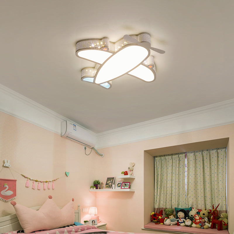 Metal Airplane Flushmount Light Cartoon LED Ceiling Light Fixture with Hollowed-out Design
