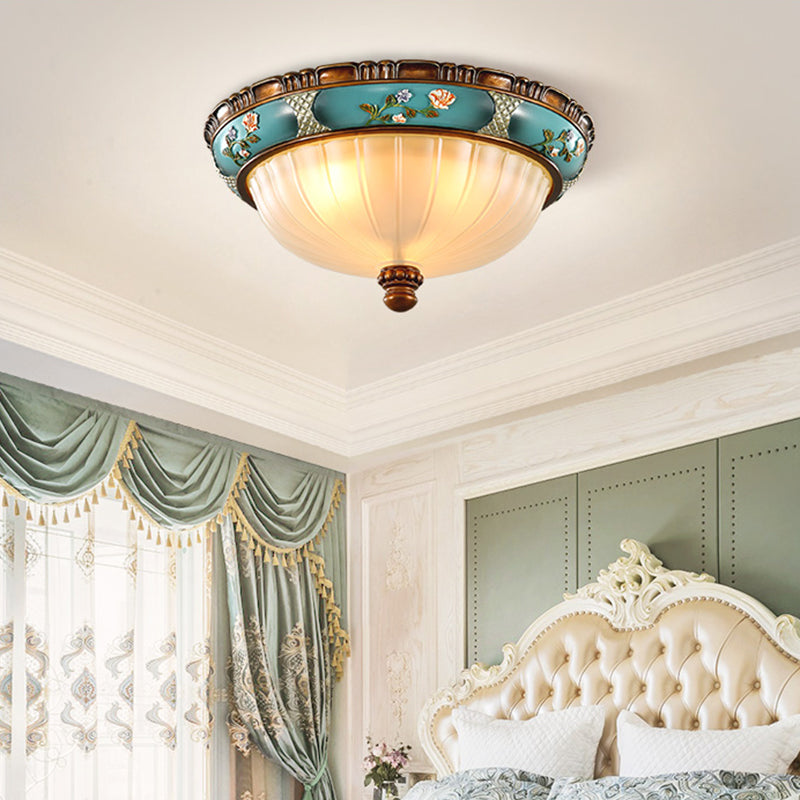 Dome Bedroom Flush Ceiling Light Vintage Frosted Glass Flush-Mount Lighting Fixture