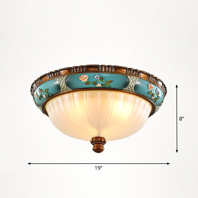 Dome Bedroom Flush Ceiling Light Vintage Frosted Glass Flush-Mount Lighting Fixture