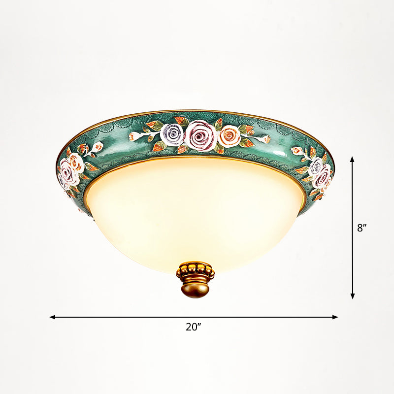Dome Bedroom Flush Ceiling Light Vintage Frosted Glass Flush-Mount Lighting Fixture