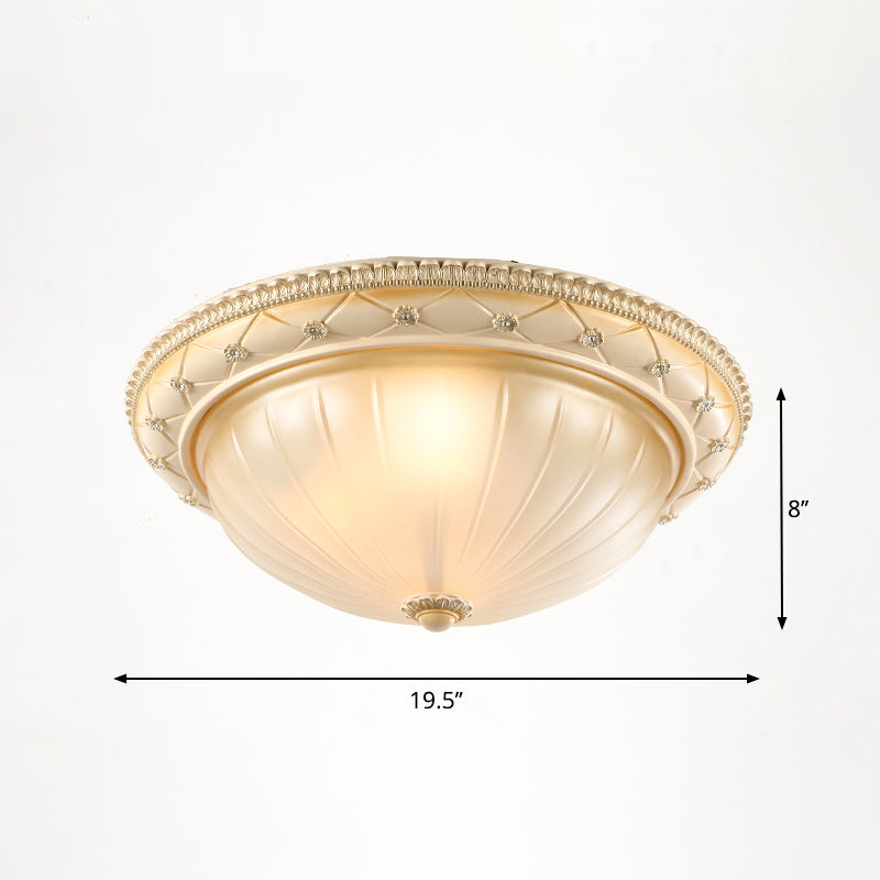 Dome Bedroom Flush Ceiling Light Vintage Frosted Glass Flush-Mount Lighting Fixture