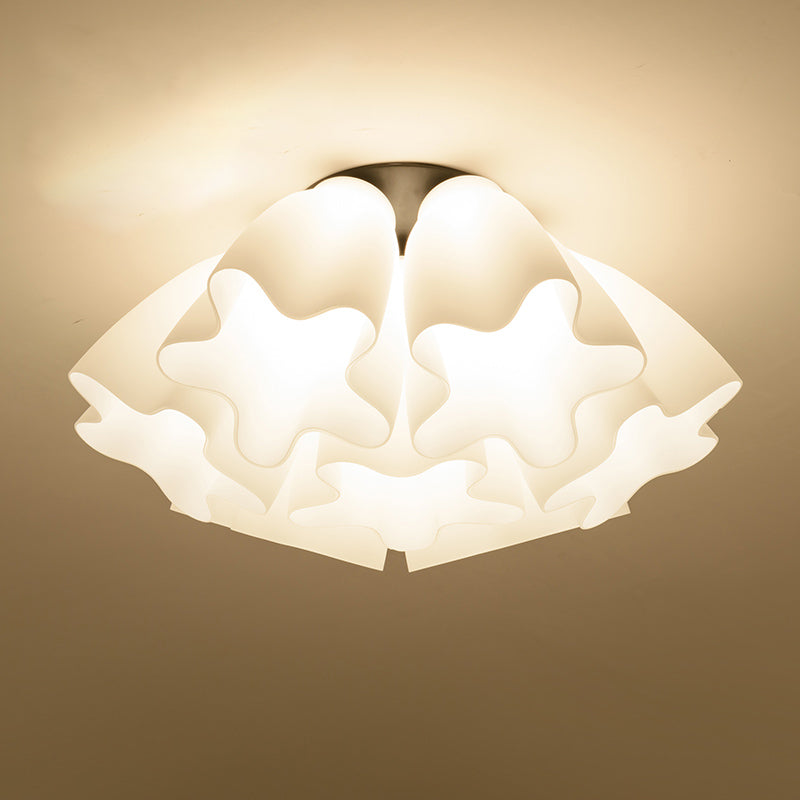 Floral Foyer Flush Light Fixture Country Style White Glass Flush Mount Ceiling Light