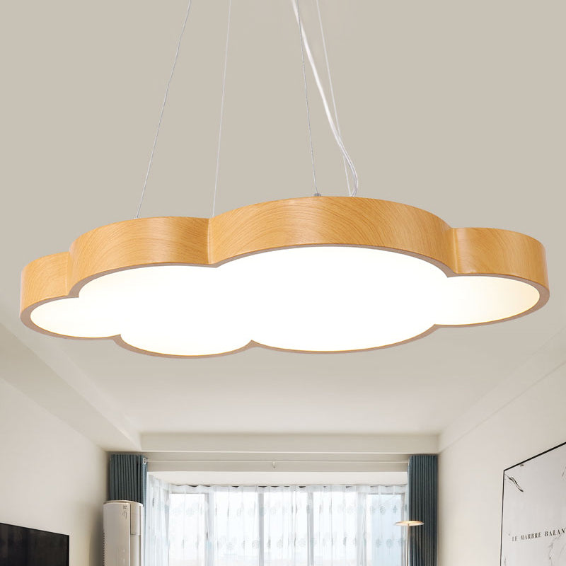 Kids Slim Cloud Pendant Light Acrylique Hanging Light en beige pour la salle de jeux