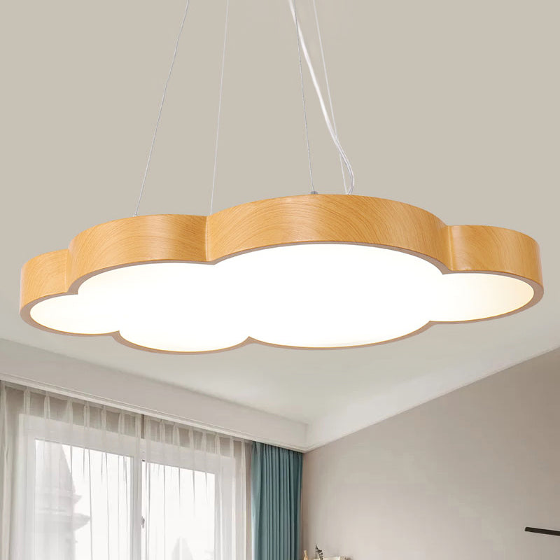 Kids Slim Cloud Pendant Light Acrylique Hanging Light en beige pour la salle de jeux