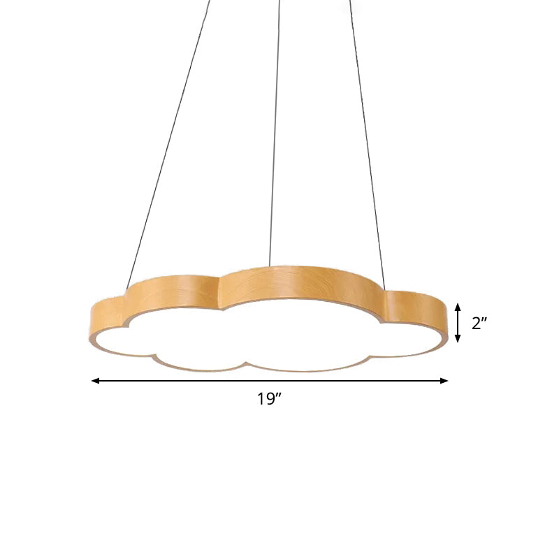 Kids Slim Cloud Pendant Light Acrylique Hanging Light en beige pour la salle de jeux