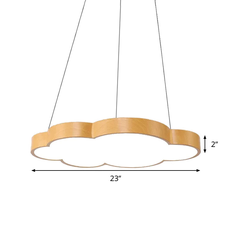 Kids Slim Cloud Pendant Light Acrylique Hanging Light en beige pour la salle de jeux