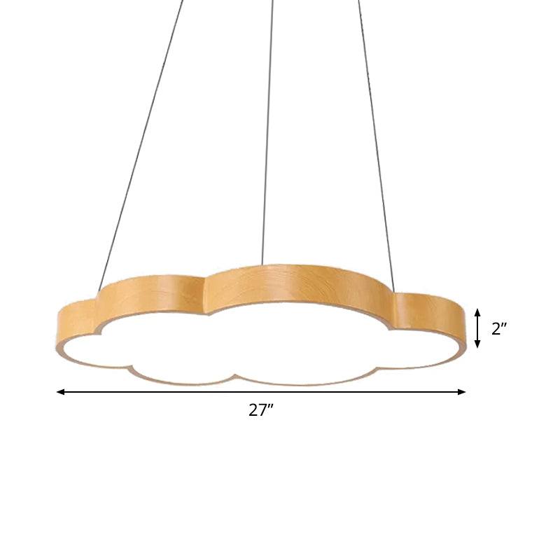 Kids Slim Cloud Pendant Light Acrylique Hanging Light en beige pour la salle de jeux